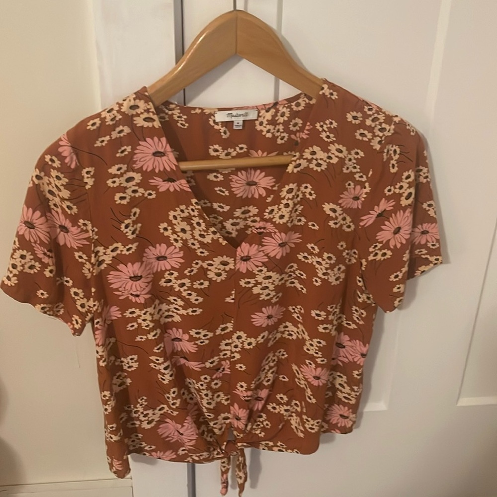Madewell Novel Tie-Front Top in Hillside Daisies